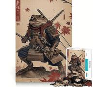 Samurai Frog Jigsaw Puzzle for Teenagers 1000 Pieces Mind Skill Toy Gentle Leisure Design Assembly Premium Gift (38x52cm)