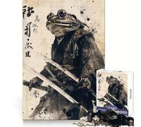 Samurai Frog Jigsaw Puzzle for Teenagers 1000 Pieces Recall Upgrade Soothing Fun Clear Cut Wall Art Decor (38x52cm)