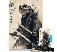 Samurai Frog Jigsaw Puzzles for Adults1000 Piece Mind Game Toy Anxiety Relief Neat Cut Art Collectible (50x75cm)