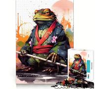 Samurai Frog Samurai Toad 1000 Piece Jigsaws for Teenagers Puzzle Smart Game Group Play Image Assembly Wall Art Decor (38x52cm)