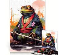 Samurai Frog Samurai Toad Jigsaw Puzzles 1000 Pieces for Teenagers Logic Train Toy Leisure Fun Smooth Cut (50x75cm)