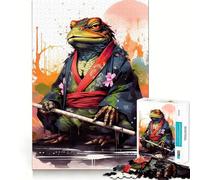 Samurai Frog Samurai Toad Jigsaw Puzzles 1000 Pieces for Teenagers Logic Train Toy Leisure Fun Smooth Cut (50x75cm)