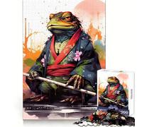 Samurai Frog Samurai Toad Jigsaw Puzzles 1000 Pieces for Teenagers Logic Train Toy Leisure Fun Smooth Cut (38x26cm)