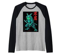 Samurai Frog Warrior with Katana Sword Japanese Brush Art Raglan Baseball Tee