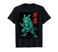 Samurai Frog Warrior with Katana Sword Japanese Brush Art T-Shirt