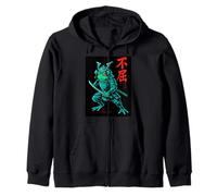 Samurai Frog Warrior with Katana Sword Japanese Brush Art Zip Hoodie
