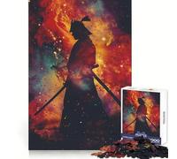 Samurai Galaxy Silhouette Hard Jigsaw Puzzle for Adults 1000 Pieces Recall Boost Quiet Calm Smooth Cut Classic Gift (50x75cm)