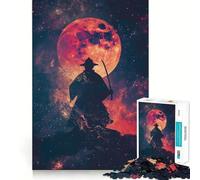 Samurai Galaxy Silhouette Jigsaw Puzzles 1000 Pieces for Adults Strengthen Recall Calm Mind Quality Edge Warm Surprise (38x26cm)