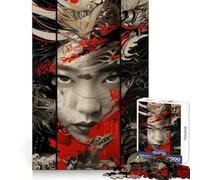Samurai Geisha Dragon Puzzle for Teenagers 1000 Pieces Smart Reason Toy Stress Release Sharp Edge Birthday Gift (38x26cm)