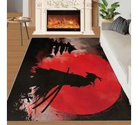 Samurai Gifts - Japanese Samurai Rug, 180x200 RugAncient Rugs for Living Room Bedroom, Washable Non Slip Soft Large Carpet, Japan Cool Anime Area Rugs & Home Decor