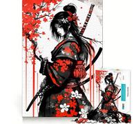 Samurai Girl 1000 Pieces Jigsaw Puzzles for Adults Memory Gain Calm Mind Design Assembly Creative Gift (38x52cm)
