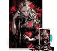 Samurai Girl in Kimono 1000 Piece Jigsaw Puzzles for Adults Jigsaw Recall Boost Mental Relax Smooth Cut Birthday Gift (38x26cm)