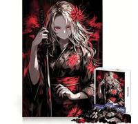 Samurai Girl in Kimono 1000 Pieces Jigsaw Puzzles for Adults Fine Logic Toy Leisure Time Neat Edge Art Collectible (38x52cm)