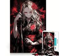 Samurai Girl in Kimono 1000 Pieces Jigsaw Puzzles for Adults Fine Logic Toy Leisure Time Neat Edge Art Collectible (38x52cm)
