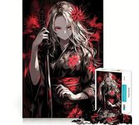 Samurai Girl in Kimono Jigsaw Puzzles 1000 Pieces for Adults Boost Memory Peaceful Fun Premium Cut Memorable Gift (50x75cm)