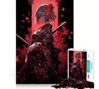 Samurai Girl in Red Jigsaw Puzzles 1000 Pieces for Adults Strengthen Memory Group Joy Clean Edge Stylish Gift (38x26cm)