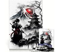 Samurai Girl Ink Wash Jigsaw Puzzles 1000 Pieces for Adults Memory Gain Anxiety Relief Design Assembly Artistic Gift (38x52cm)