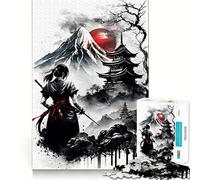 Samurai Girl Ink Wash Jigsaw Puzzles 1000 Pieces for Adults Memory Gain Anxiety Relief Design Assembly Artistic Gift (38x52cm)