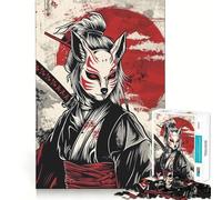 Samurai Girl Japan Art 1000 Piece Jigsaw Puzzles for Adults Jigsaw Recall Boost Mental Relax Smooth Cut Birthday Gift (38x52cm)