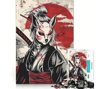 Samurai Girl Japan Art 1000 Piece Jigsaw Puzzles for Adults Jigsaw Recall Boost Mental Relax Smooth Cut Birthday Gift (50x75cm)