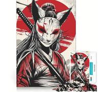 Samurai Girl Japan Art 1000 Pieces Jigsaw Puzzles for Adults Improve Memory Peaceful Fun Sharp Edge (50x75cm)