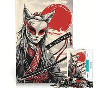 Samurai Girl Japan Art Jigsaw Puzzles for Adults1000 Piece Mind Game Toy Anxiety Relief Neat Cut Art Collectible (38x26cm)