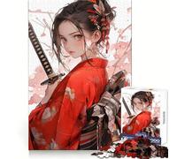 Samurai Girl Kimono Katana 1000 Pieces Jigsaw Puzzles for Adults Improve Memory Peaceful Fun Sharp Edge (38x26cm)
