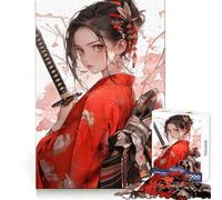 Samurai Girl Kimono Katana Jigsaw Puzzles 1000 Piece for Adults Smart Reason Toy Casual Fun Smooth Edge Wall Art Decor (50x75cm)