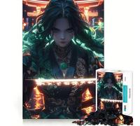 Samurai Girl Neon Katana Jigsaw Puzzles 1000 Pieces for Adults Boost Memory Peaceful Fun Premium Cut Memorable Gift (38x26cm)