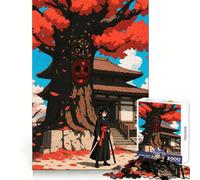 Samurai Girl Under Cherry Tree 1000 Piece Jigsaw Puzzle for Teenagers Strengthen Recall Peaceful Fun Quality Edge (38x26cm)