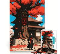 Samurai Girl Under Cherry Tree 1000 Piece Jigsaw Puzzle for Teenagers Strengthen Recall Peaceful Fun Quality Edge (38x26cm)