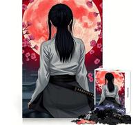 Samurai Girl Under Red Moon 1000 Piece Jigsaws for Adults Puzzle Boost Recall Anxiety Relief Accurate Edge Xmas Surprise (38x52cm)