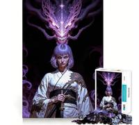 Samurai Girl with Dragon Spirit 1000 Pieces Jigsaw Puzzles for Adults Fine Logic Toy Leisure Time Neat Edge Art Collectible (38x52cm)