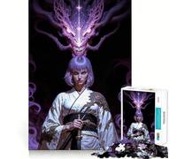 Samurai Girl with Dragon Spirit 1000 Pieces Jigsaw Puzzles for Adults Improve Memory Peaceful Fun Sharp Edge (50x75cm)
