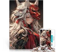 Samurai Girl with Fox Masks1000 Piece Jigsaw Puzzle for teenagers Analysis and logic is ideal as a gift for the whole family 38x26cm