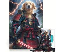 Samurai Golden Retriever Hard Jigsaw Puzzle for Adults 1000 Pieces Reason Skill Toy Family Time Tight Cut Art Collectible (50x75cm)