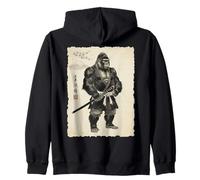Samurai Gorilla Warrior Ink Cool Japanese Art Feline Katana Zip Hoodie