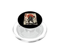 Samurai Gorilla Warrior Japanese Ink Art with Red Sun Pagoda PopSockets PopGrip for MagSafe