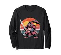 Samurai Gorilla with Sword UFO Retro Japanese Style Long Sleeve T-Shirt