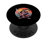 Samurai Gorilla With Sword UFO Retro Japanese Style PopSockets Adhesive PopGrip