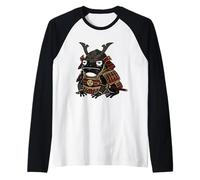 Samurai Grumpy Frog Japanese Warrior Katana Armor Raglan Baseball Tee