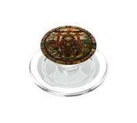 Samurai Guardian Medieval Stained Glass Cat Japan Style PopSockets PopGrip for MagSafe