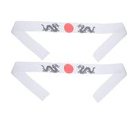 Samurai Headband Japanese Style for Karate Training and Cheer | Polyester, Secure Tie Fit and Non-slip Hold, White One Pair for Hair and Sweat