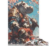 Samurai Hippo Cherry Blossoms Puzzle Precise Interlocking Paper Rectangular Jigsaw Puzzle for Adult Children Unique Gift 1000pcs (75x50cm)