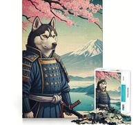 Samurai Husky Mount Fuji 1000 Piece Jigsaw Puzzle for Teenagers Strong Logic Toy Serene Time Clear Edge Creative Gift (50x75cm)