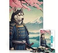 Samurai Husky Mount Fuji 1000 Pieces Jigsaws Adults Puzzles Think Smart Toy Home Activity Smooth Cut Xmas Surprise (38x26cm)