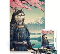 Samurai Husky Mount Fuji 1000 Pieces Jigsaws Adults Puzzles Think Smart Toy Home Activity Smooth Cut Xmas Surprise (38x26cm)