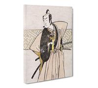 Samurai Ichikawa Omezo By Katsukawa Shunko Asian Japanese Canvas Wall Art Print Ready to Hang, Framed Picture for Living Room Bedroom Home Office Décor, 30x20 Inch (76x50 cm)