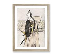 Samurai Ichikawa Omezo By Katsukawa Shunko Asian Japanese Framed Print | A4 Oak Framed Wall Art | Ready to Hang | Asian Nature Picture | Living Room Bedroom Lounge Office