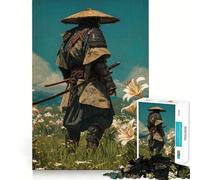 Samurai in A Field of Lilies 1000 Pieces Jigsaw Puzzles for Adults Improve Memory Peaceful Fun Sharp Edge (50x75cm)